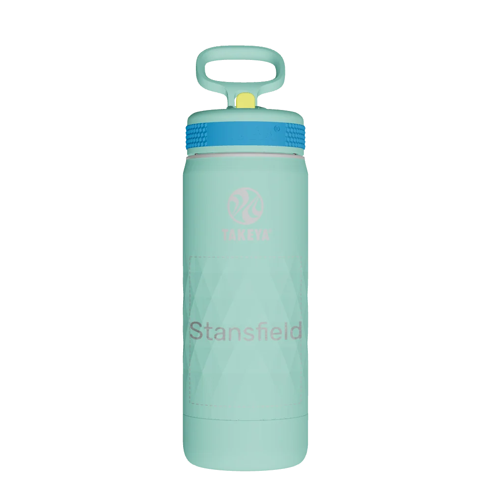 Takeya Kids Sport Water Bottle With Straw Lid - 18oz Brilliant Turquoise - Model 51896-TAKEYA-KIDS-SPORT-WATER-BOTTLE-WITH-STRAW-LID-CUSTOMIZED-7-18OZ-BRILLIANT-TURQUOISE