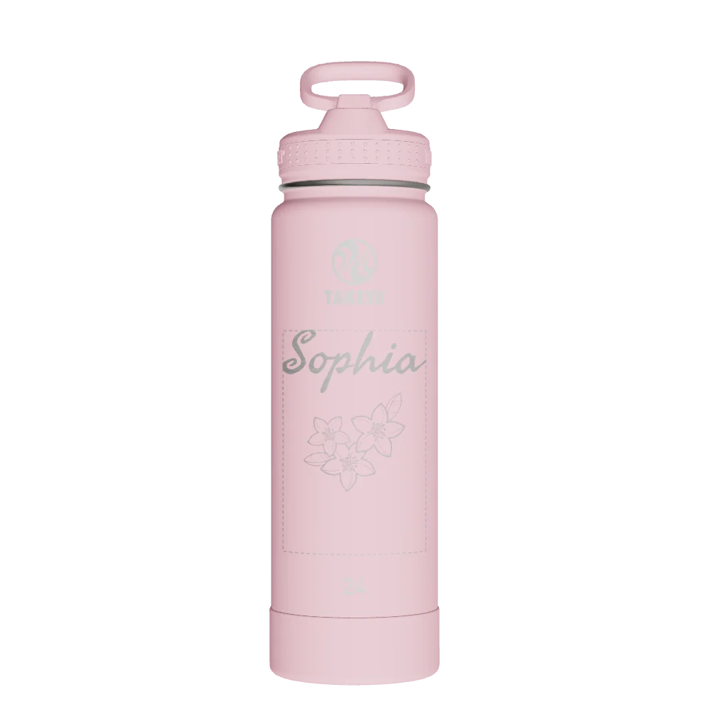 Takeya Actives Water Bottle With Straw Lid - 24oz Blush - Model 51221-TAKEYA-ACTIVES-WATER-BOTTLE-WITH-STRAW-LID-CUSTOMIZED-142-24OZ-BLUSH
