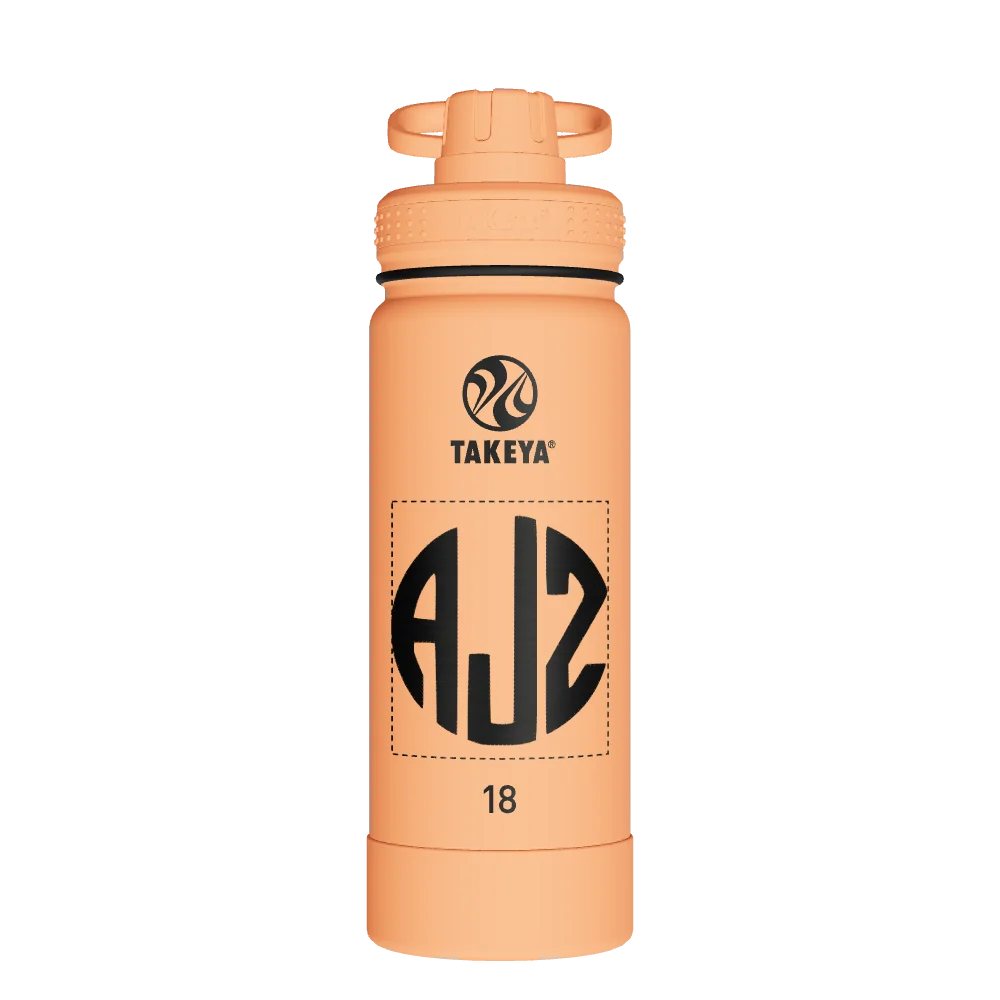 Takeya Actives Water Bottle With Spout Lid - 18oz Tart Orange - Model 51074-TAKEYA-ACTIVES-WATER-BOTTLE-WITH-SPOUT-LID-CUSTOMIZED-205-18OZ-TART-ORANGE