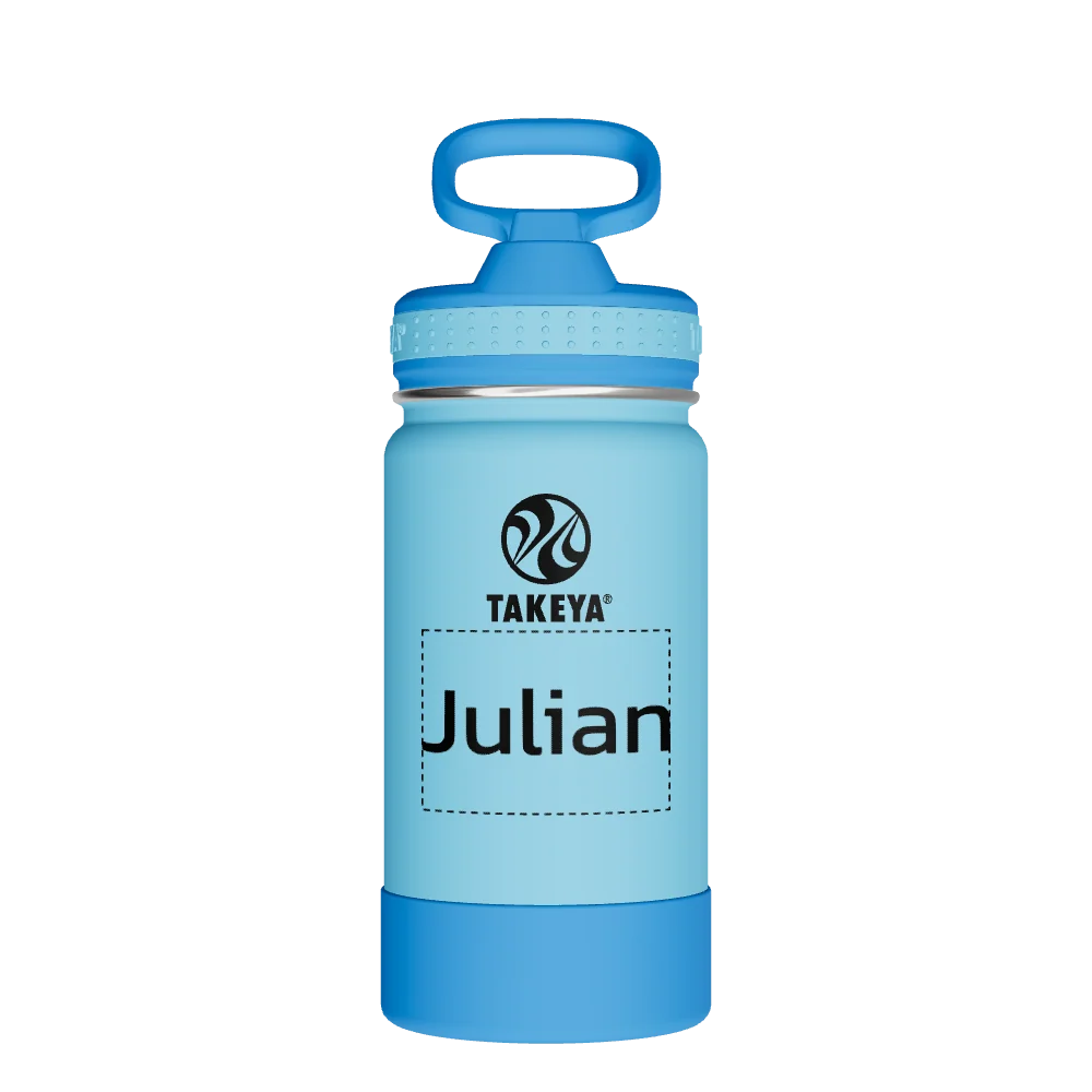 Takeya Actives Kids Water Bottle With Straw Lid - 14oz Atlantic/SailBlue - Model 50314-TAKEYA-ACTIVES-KIDS-WATER-BOTTLE-WITH-STRAW-LID-CUSTOMIZED-12-14OZ-ATLANTIC-SAILBLUE
