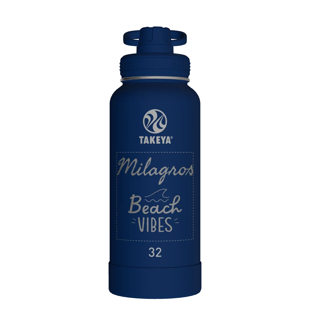 Takeya Actives Water Bottle With Spout Lid - 32oz Midnight - Model 51024-TAKEYA-ACTIVES-WATER-BOTTLE-WITH-SPOUT-LID-CUSTOMIZED-370-32OZ-MIDNIGHT
