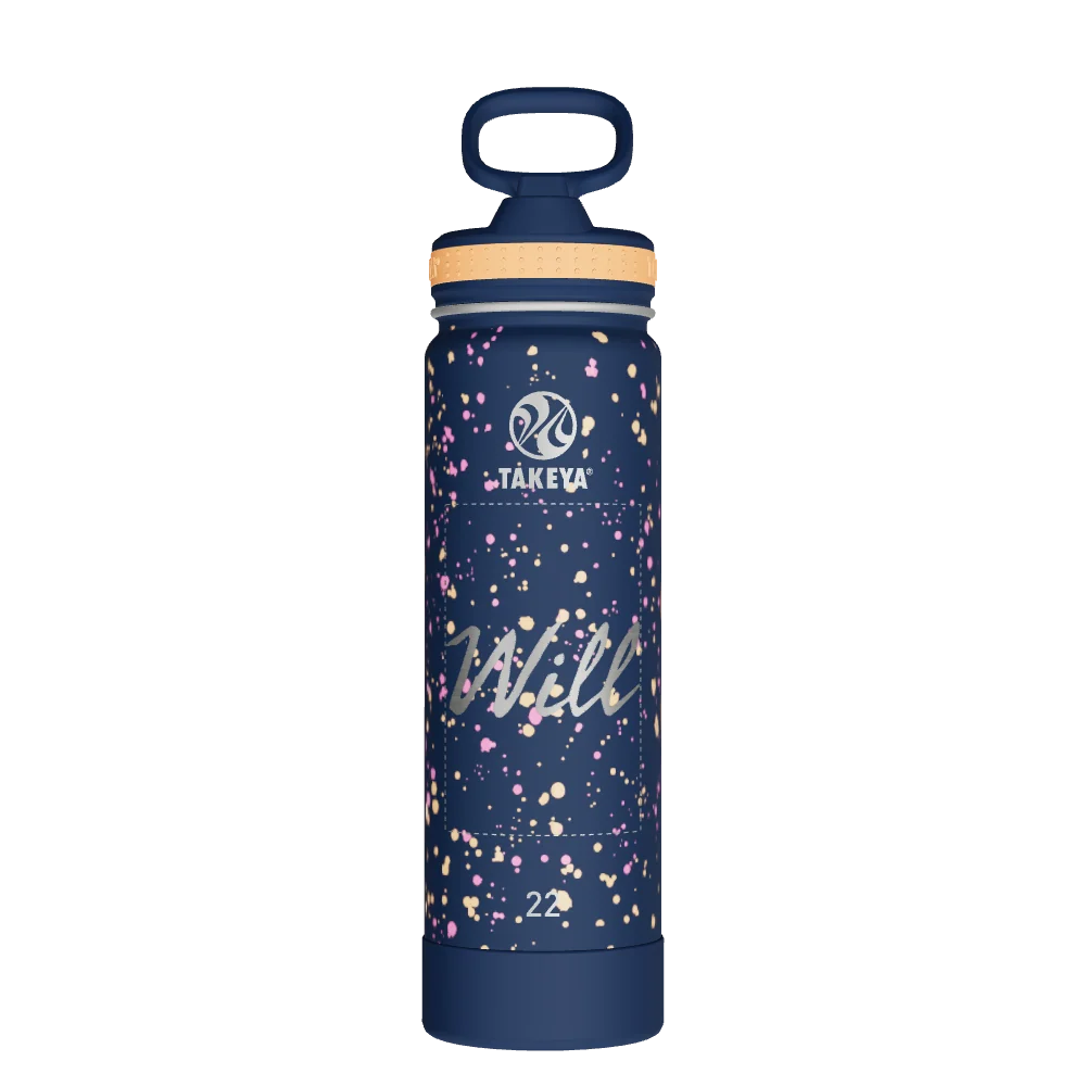 Takeya Actives Water Bottle With Straw Lid - 22oz Confetti Cool Rays - Model 50433-TAKEYA-ACTIVES-WATER-BOTTLE-WITH-STRAW-LID-CUSTOMIZED-167-22OZ-CONFETTI-COOL-RAYS