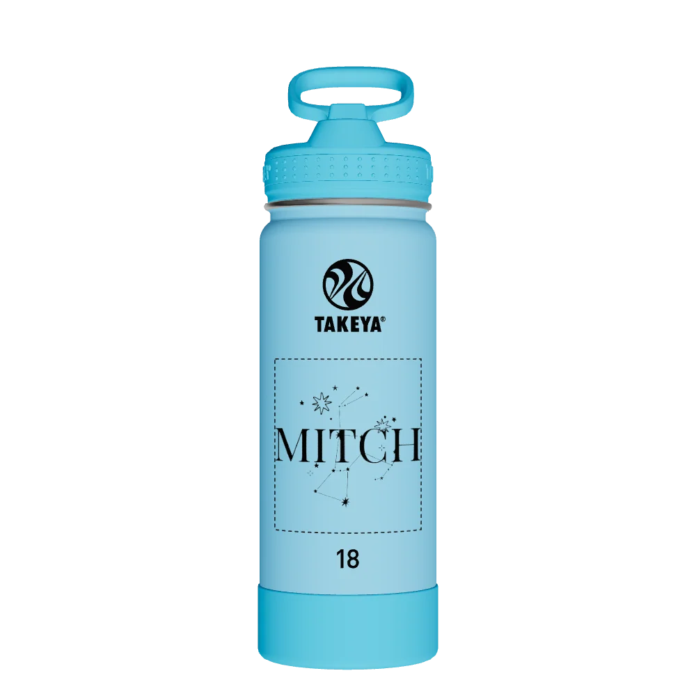 Takeya Actives Kids Glow In The Dark Water Bottle With Straw Lid - 18oz Glow Worm Blue - Model 51077-TAKEYA-ACTIVES-KIDS-GLOW-IN-THE-DARK-WATER-BOTTLE-WITH-STRAW-LID-CUSTOMIZED-24-18OZ-GLOW-WORM-BLUE