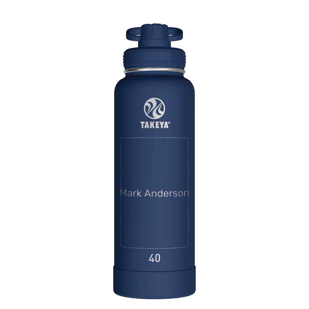 Takeya Actives Water Bottle With Spout Lid - 40oz Midnight - Model 51004-TAKEYA-ACTIVES-WATER-BOTTLE-WITH-SPOUT-LID-CUSTOMIZED-376-40OZ-MIDNIGHT