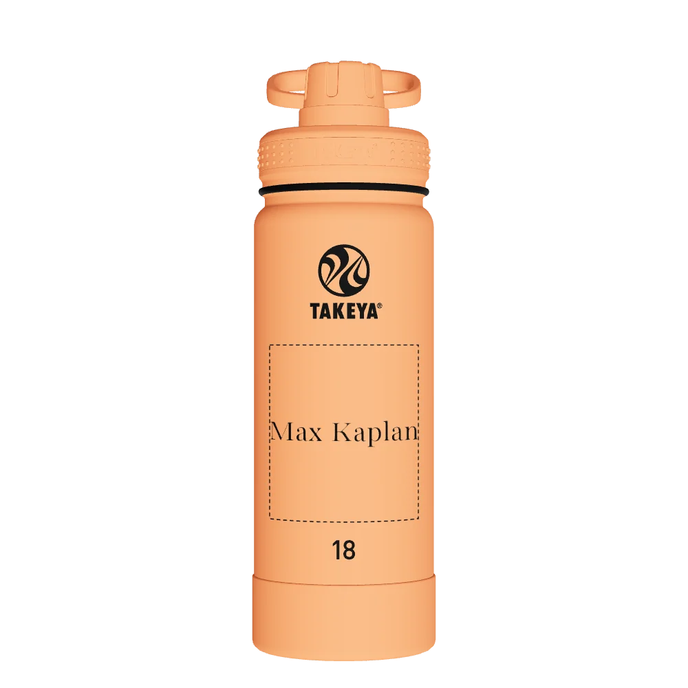 Takeya Actives Water Bottle With Spout Lid - 18oz Tart Orange - Model 51074-TAKEYA-ACTIVES-WATER-BOTTLE-WITH-SPOUT-LID-CUSTOMIZED-324-18OZ-TART-ORANGE