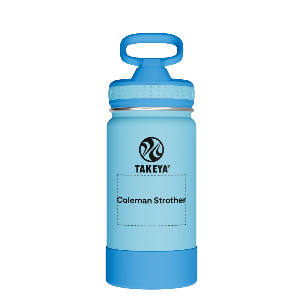 Takeya Actives Kids Water Bottle With Straw Lid - 14oz Atlantic/SailBlue - Model 50314-TAKEYA-ACTIVES-KIDS-WATER-BOTTLE-WITH-STRAW-LID-CUSTOMIZED-60-14OZ-ATLANTIC-SAILBLUE