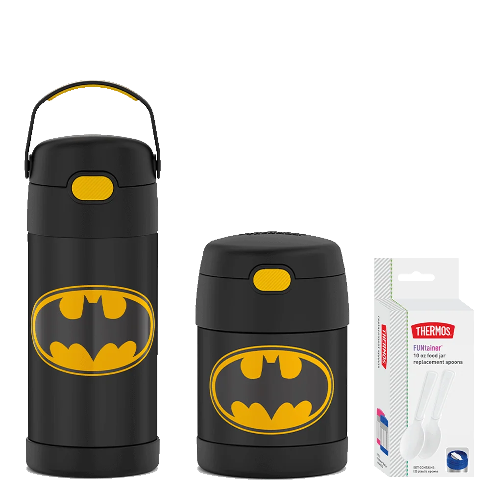 THERMOS Batman 12oz FUNtainer® Water Bottle & 10oz Food Jar Bundle