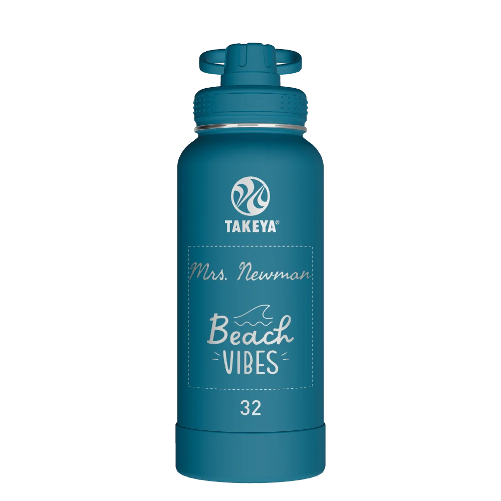Takeya Actives Water Bottle With Spout Lid - 32oz Mystic Blue - Model 51308-TAKEYA-ACTIVES-WATER-BOTTLE-WITH-SPOUT-LID-CUSTOMIZED-285-32OZ-MYSTIC-BLUE