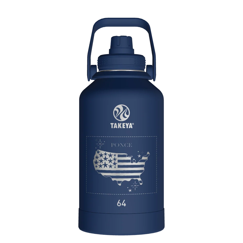 Takeya Actives Water Bottle With Spout Lid - 64oz Midnight - Model 51114-TAKEYA-ACTIVES-WATER-BOTTLE-WITH-SPOUT-LID-CUSTOMIZED-138-64OZ-MIDNIGHT
