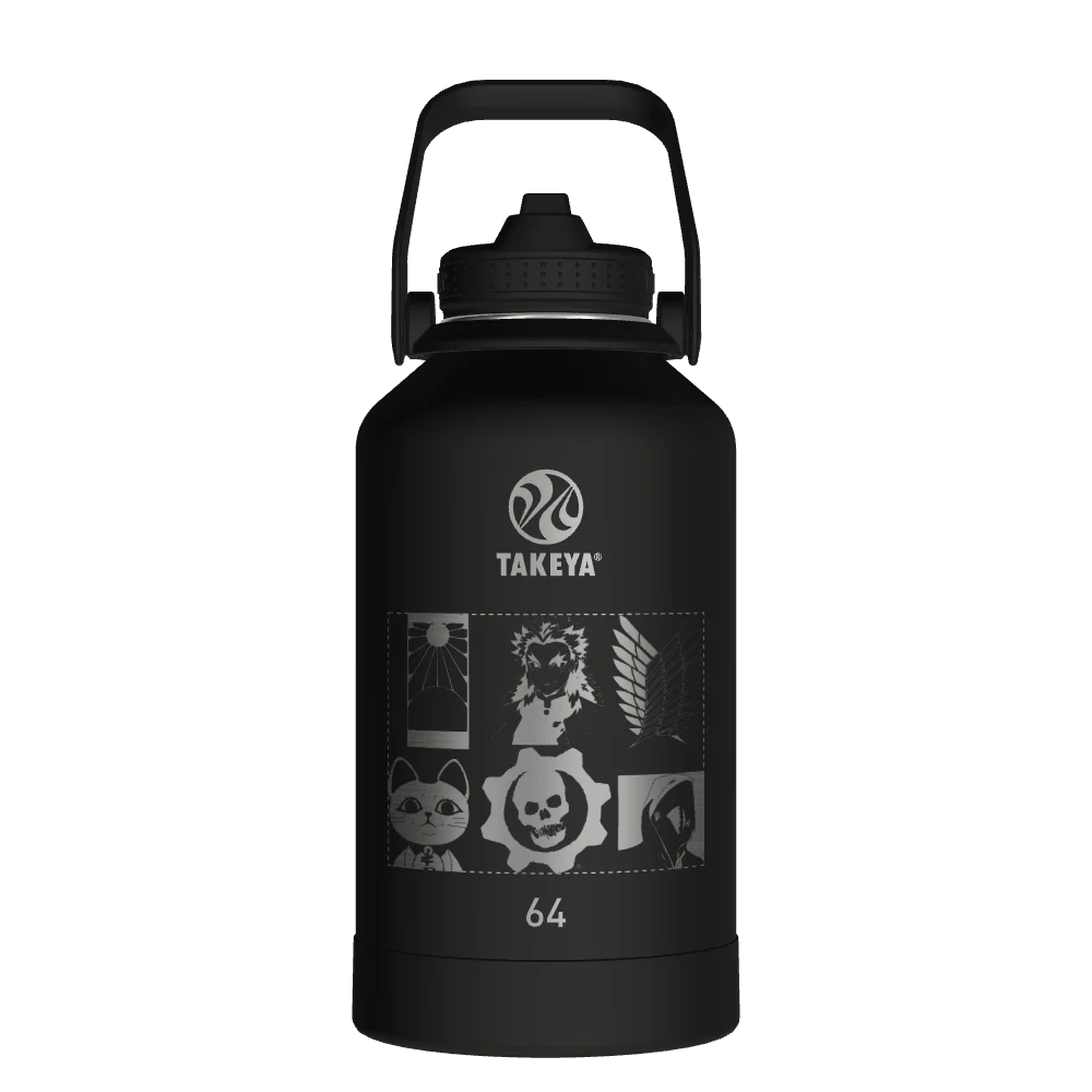 Takeya Actives Water Bottle With Straw Lid - 64oz Onyx - Model 51193-TAKEYA-ACTIVES-WATER-BOTTLE-WITH-STRAW-LID-CUSTOMIZED-57-64OZ-ONYX