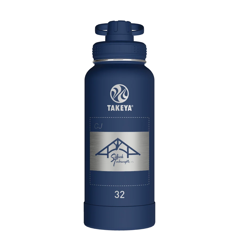 Takeya Actives Water Bottle With Spout Lid - 32oz Midnight - Model 51024-TAKEYA-ACTIVES-WATER-BOTTLE-WITH-SPOUT-LID-CUSTOMIZED-352-32OZ-MIDNIGHT
