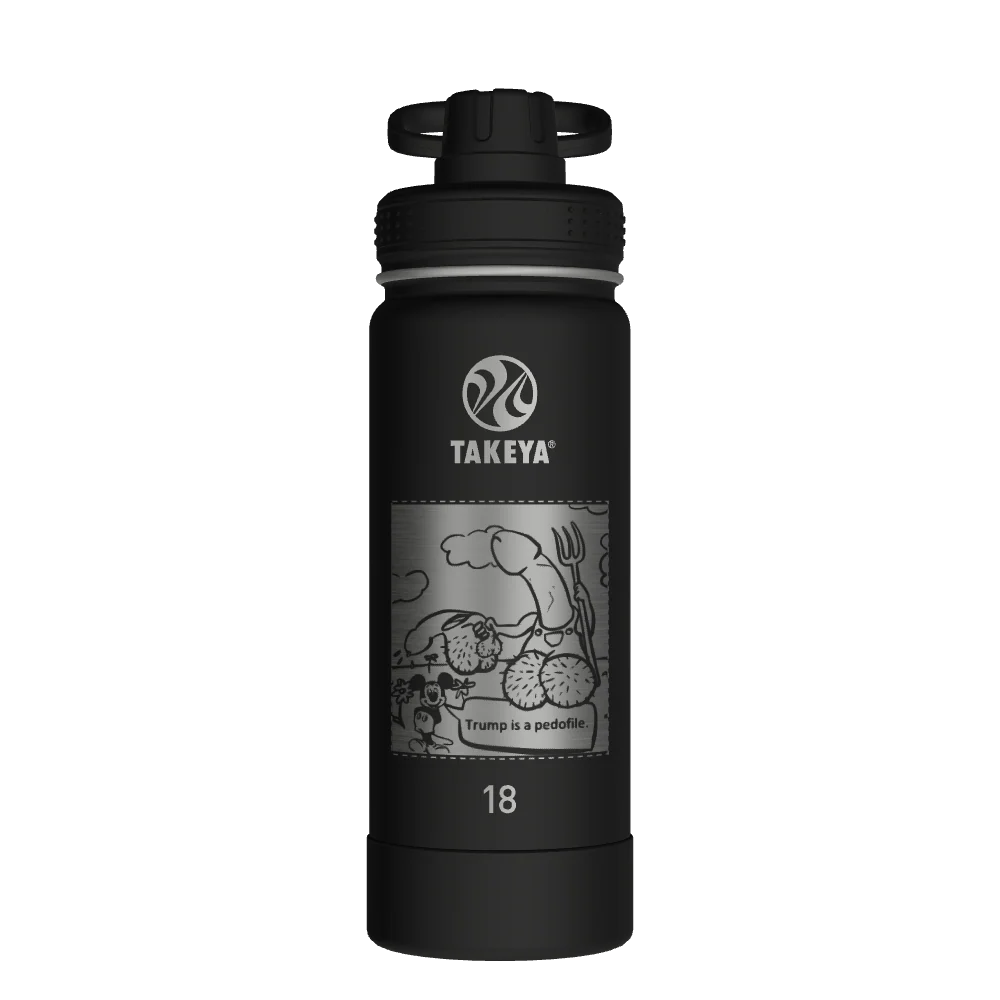 Takeya Actives Water Bottle With Spout Lid - 18oz Onyx - Model 51060-TAKEYA-ACTIVES-WATER-BOTTLE-WITH-SPOUT-LID-CUSTOMIZED-272-18OZ-ONYX
