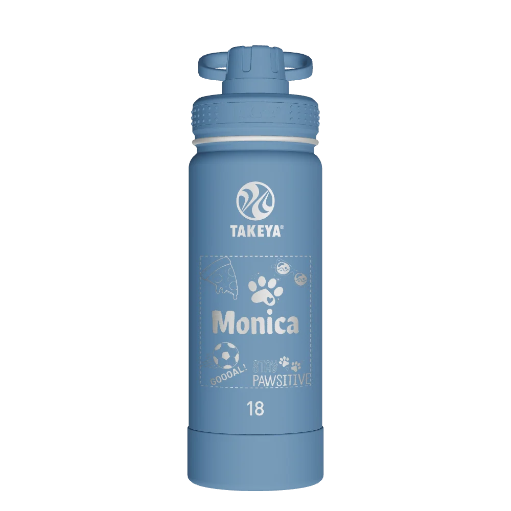 Takeya Actives Water Bottle With Spout Lid - 18oz Bluestone - Model 51214-TAKEYA-ACTIVES-WATER-BOTTLE-WITH-SPOUT-LID-CUSTOMIZED-229-18OZ-BLUESTONE