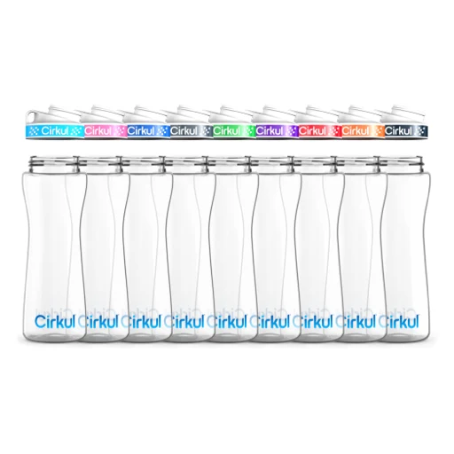 Cirkul 22oz. Plastic Bottle & Comfort Grip Lid - Model EXT-PB22LIDWHTBLU