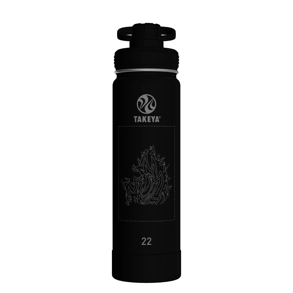Takeya Actives Water Bottle With Spout Lid - 22oz Onyx - Model 50328-TAKEYA-ACTIVES-WATER-BOTTLE-WITH-SPOUT-LID-CUSTOMIZED-297-22OZ-ONYX