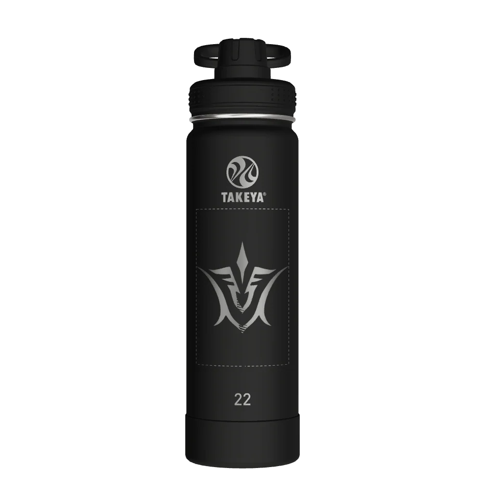 Takeya Actives Water Bottle With Spout Lid - 22oz Onyx - Model 50328-TAKEYA-ACTIVES-WATER-BOTTLE-WITH-SPOUT-LID-CUSTOMIZED-43-22OZ-ONYX