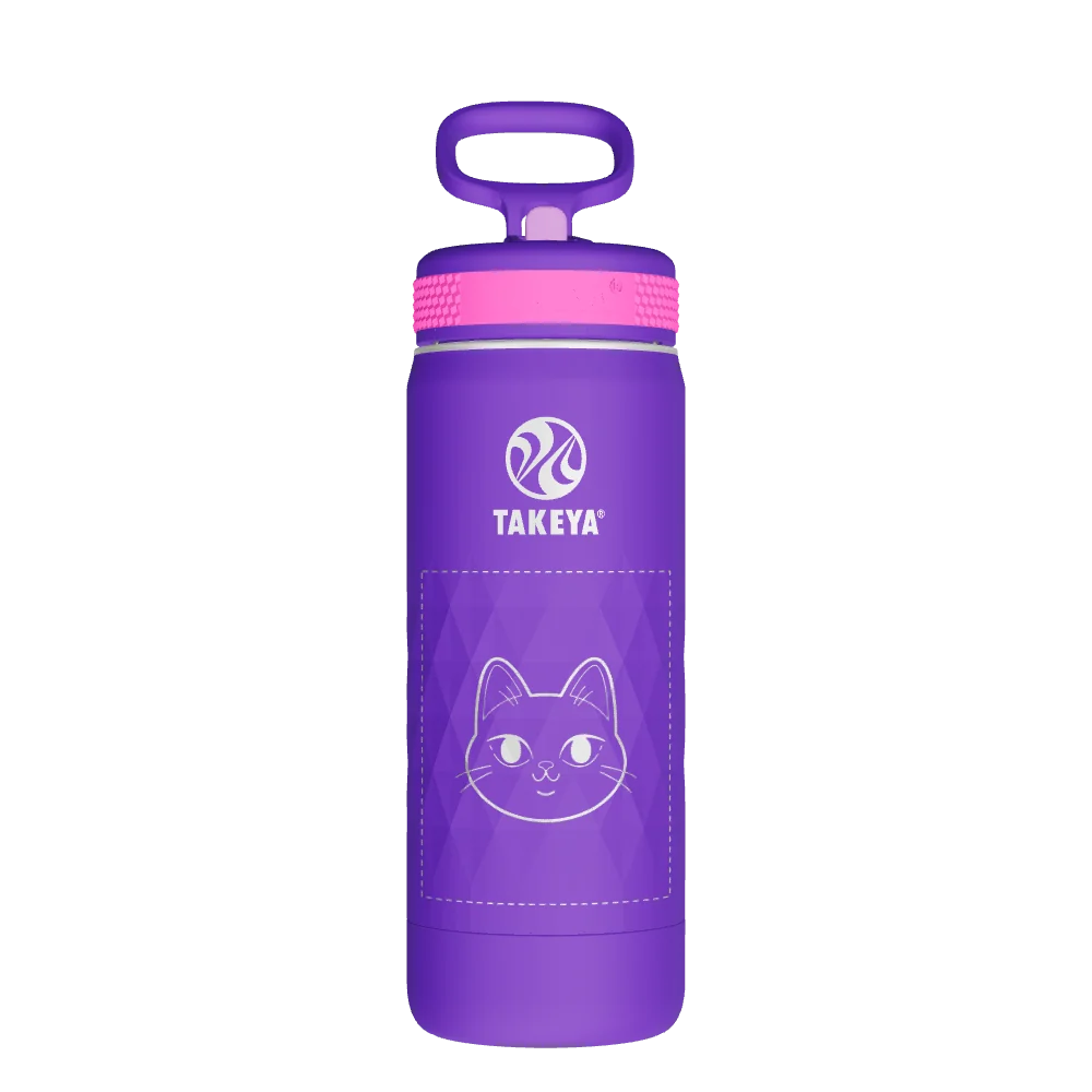 Takeya Kids Sport Water Bottle With Straw Lid - 18oz Grape Blaze - Model 51895-TAKEYA-KIDS-SPORT-WATER-BOTTLE-WITH-STRAW-LID-CUSTOMIZED-32-18OZ-GRAPE-BLAZE